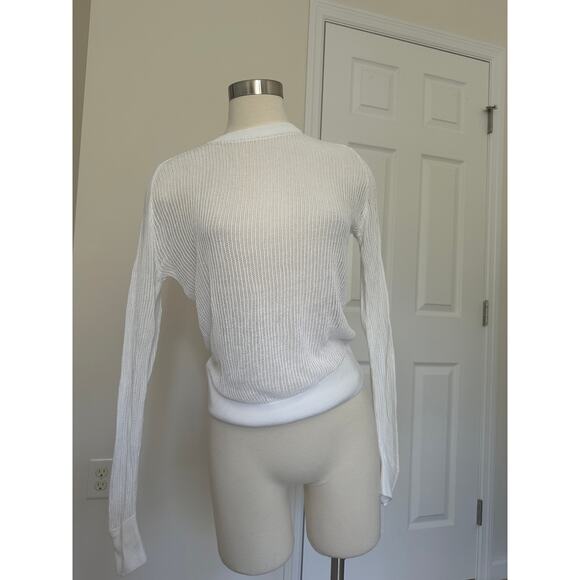 Zara white ribbed see through slouchy sweater top, size small - Picture 1 of 7